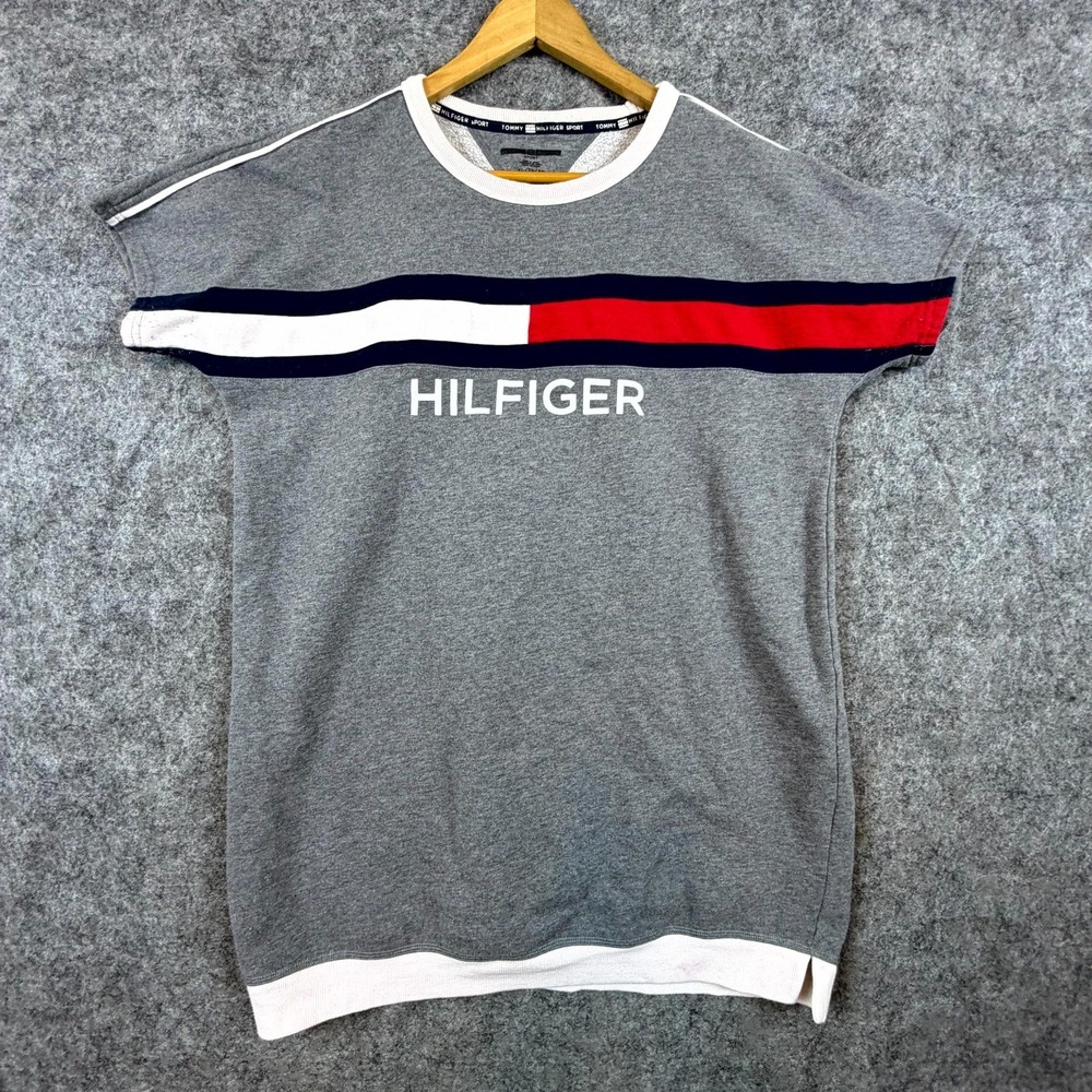 Tommy Hilfiger Sport Long Sweatshirt Womens XL Gray Dolman Short Sleeve Lounge